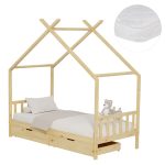 ΚΡΕΒΑΤΙ ΠΑΙΔΙΚΟ ΜΕ ΣΤΡΩΜΑ FB921305 ΞΥΛΟ ΠΕΥΚΟΥ ΣΕ ΦΥΣΙΚΟ--ΣΤΡΩΜΑ 90x190εκ