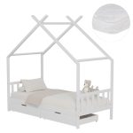 ΚΡΕΒΑΤΙ ΠΑΙΔΙΚΟ ΜΕ ΣΤΡΩΜΑ FB921305.01 ΞΥΛΟ ΠΕΥΚΟΥ ΣΕ ΛΕΥΚΟ--ΣΤΡΩΜΑ 90x190εκ