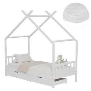 ΚΡΕΒΑΤΙ ΠΑΙΔΙΚΟ ΜΕ ΣΤΡΩΜΑ FB921305.01 ΞΥΛΟ ΠΕΥΚΟΥ ΣΕ ΛΕΥΚΟ--ΣΤΡΩΜΑ 90x190εκ