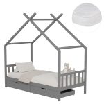 ΚΡΕΒΑΤΙ ΠΑΙΔΙΚΟ ΜΕ ΣΤΡΩΜΑ FB921305.02 ΞΥΛΟ ΠΕΥΚΟΥ ΣΕ ΓΚΡΙ--ΣΤΡΩΜΑ 90x190εκ