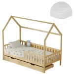 ΚΡΕΒΑΤΙ ΠΑΙΔΙΚΟ ΜΕ ΣΥΡΤΑΡΙΑ FB921324 ΞΥΛΟ ΠΕΥΚΟΥ ΦΥΣΙΚΟ--ΜΕ ΣΤΡΩΜΑ 90x190εκ