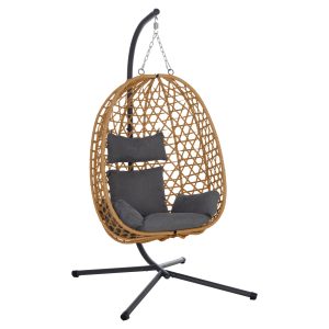 ΚΡΕΜΑΣΤΗ ΦΩΛΙΑ FB96468.05 ΜΑΥΡΟ ΜΕΤΑΛΛΟ--ΚΑΦΕ P.E.RATTAN 100x100x190Υεκ.