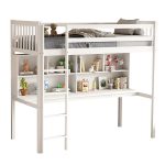 ΠΑΙΔΙΚH KOYKETA τ.MONTESSORI ΜΕ ΓΡΑΦΕΙΟ & ΒΙΒΛΙΟΘΗΚΗ FB9708.03 ΞΥΛΟ ΠΕΥΚΟΥ ΛΕΥΚΟ- 90x190εκ