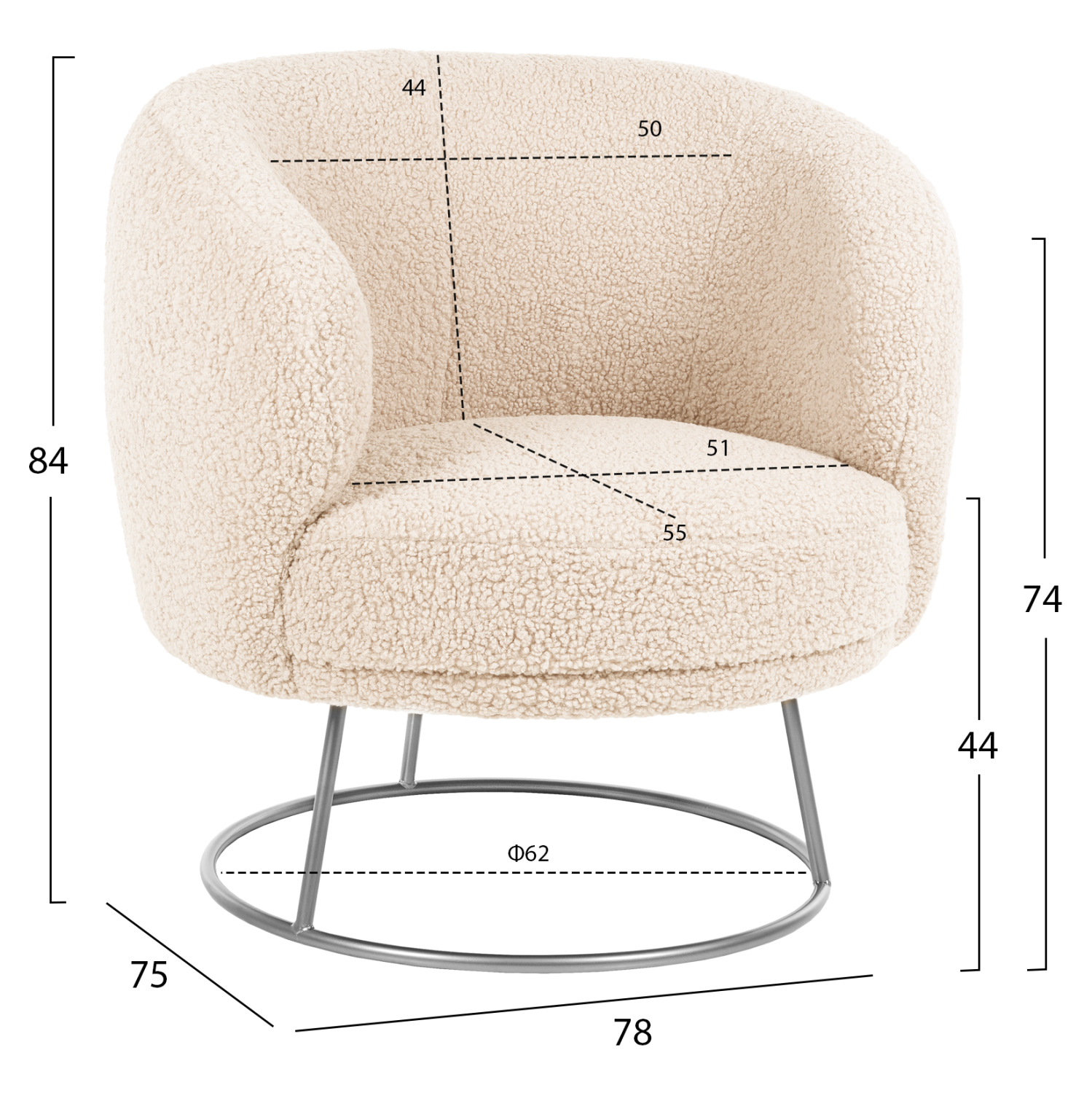 ΠΟΛΥΘΡΟΝΑ FB98403.23 ΥΦΑΣΜΑ ΜΠΟΥΚΛΕ ΛΕΥΚΟ ΜΕ ΑΣΗΜΙ ΒΑΣΗ 78x75x84Υεκ. - Image 2