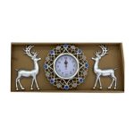 Ρολόι τοίχου με διακοσμητικά ελάφια - 3pcs - 907-5 - 390752 - Silver