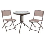 ΣΕΤ ΕΞ.ΧΩΡΟΥ 3ΤΜΧ FB921038 ΜΕΤΑΛΛΙΚΟ ΣΤΡΟΓΓΥΛΟ ΤΡΑΠΕΖΙ & 2 ΠΤΥΣΣΟΜΕΝΕΣ ΚΑΡΕΚΛΕΣ ΚΑΦΕ