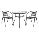 ΣΕΤ ΕΞΩΤ.ΧΩΡΟΥ 3ΤΜΧ FB921112 ΤΡΑΠΕΖΙ ΗΜΙΚΥΚΛΙΚΟ & 2 ΠΟΛΥΘΡΟΝΕΣ- ΓΚΡΙ