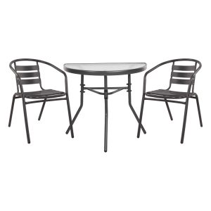 ΣΕΤ ΕΞΩΤ.ΧΩΡΟΥ 3ΤΜΧ FB921112 ΤΡΑΠΕΖΙ ΗΜΙΚΥΚΛΙΚΟ & 2 ΠΟΛΥΘΡΟΝΕΣ- ΓΚΡΙ