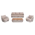 ΣΕΤ ΣΑΛΟΝΙ ΕΞ.ΧΩΡΟΥ 4ΤΜΧ FB96208.02 ΜΠΕΖ OLEFIN & P.E.ΣΧΟΙΝΙ-ΚΡΕΜ ΑΛΟΥΜ.-ΞΥΛΟ TEAK