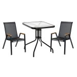 ΣΕΤ ΤΡΑΠΕΖΑΡΙΑΣ 3ΤΜΧ FB910730.03-- 2 ΚΑΡΕΚΛΕΣ & ΤΕΤΡΑΓΩΝΟ ΤΡΑΠΕΖΙ 60x60εκ ΜΑΥΡΟ