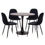 ΣΕΤ ΤΡΑΠΕΖΑΡΙΑΣ 5ΤΜΧ FB921191 MDF TOP-ΜΕΤΑΛΛΙΚΑ ΠΟΔΙΑ-ΒΕΛΟΥΔΟ--ΜΑΥΡΟ