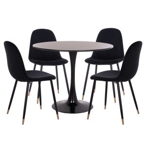 ΣΕΤ ΤΡΑΠΕΖΑΡΙΑΣ 5ΤΜΧ FB921191 MDF TOP-ΜΕΤΑΛΛΙΚΑ ΠΟΔΙΑ-ΒΕΛΟΥΔΟ--ΜΑΥΡΟ