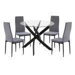 ΣΕΤ ΤΡΑΠΕΖΑΡΙΑΣ 5ΤΜΧ FB921199.01 ΓΥΑΛΙ--ΜΕΤΑΛΛΟ ΣΕ ΜΑΥΡΟ & ΒΕΛΟΥΔΟ ΓΚΡΙ