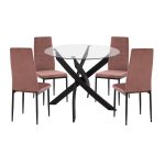 ΣΕΤ ΤΡΑΠΕΖΑΡΙΑΣ 5ΤΜΧ FB921199.02 ΓΥΑΛΙ--ΜΕΤΑΛΛΟ ΣΕ ΜΑΥΡΟ & ΒΕΛΟΥΔΟ ΣΑΠΙΟ ΜΗΛΟ