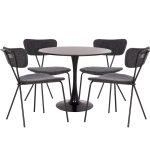 ΣΕΤ ΤΡΑΠΕΖΑΡΙΑΣ 5ΤΜΧ FB921200 MDF TOP & ΜΕΤΑΛΛΟ ΜΑΥΡΟ-ΣΚΟΥΡΟ ΓΚΡΙ ΥΦΑΣΜΑ