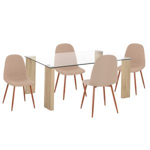 ΣΕΤ ΤΡΑΠΕΖΑΡΙΑΣ 5ΤΜΧ FB921270.01 ΤΡΑΠΕΖΙ & 4 ΚΑΡΕΚΛΕΣ - ΜΠΕΖ ΥΦΑΣΜΑ