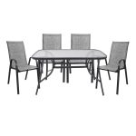 ΣΕΤ ΤΡΑΠΕΖΑΡΙΑΣ 5ΤΜΧ FB95200.01 ΜΕΤΑΛΛΙΚΟ ΓΚΡΙ ΜΕ 4 ΚΑΡΕΚΛΕΣ & ΤΡΑΠΕΖΙ 140Χ80