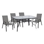 ΣΕΤ ΤΡΑΠΕΖΑΡΙΑΣ 5ΤΜΧ FB95201.01 ΓΚΡΙ ΜΕΤΑΛΛΙΚΟ ΜΕ 4 ΚΑΡΕΚΛΕΣ & ΤΡΑΠΕΖΙ 150Χ90