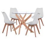 ΣΕΤ ΤΡΑΠΕΖΑΡΙΑΣ 5ΤΜΧ ΤΡΑΠΕΖΙ Φ90X74 & 4 ΚΑΡΕΚΛΕΣ ΛΕΥΚΕΣ FB911693.01