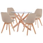 ΣΕΤ ΤΡΑΠΕΖΑΡΙΑΣ 5ΤΜΧ ΤΡΑΠΕΖΙ Φ90X74 & 4 ΚΑΡΕΚΛΕΣ ΜΕ ΜΠΕΖ ΥΦΑΣΜΑ FB911693.53