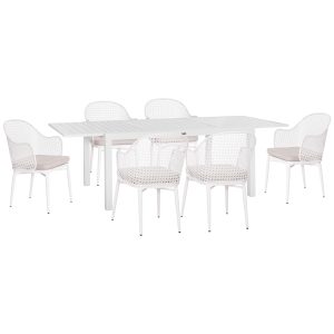 ΣΕΤ ΤΡΑΠΕΖΑΡΙΑΣ ΕΞ.ΧΩΡΟY FB921147 ΤΡΑΠΕΖΙ ΜΕ 6 ΠΟΛΥΘΡΟΝΕΣ--ΛΕΥΚΟ ΑΛΟΥΜΙΝΙΟ