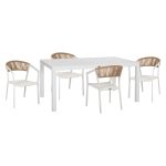 ΣΕΤ ΤΡΑΠΕΖΑΡΙΑΣ ΕΞ.ΧΩΡΟΥ 5ΤΜΧ FB921162 ΛΕΥΚΟ ΑΛΟΥΜΙΝΙΟ-P.E.RATTAN-TEXTILENE