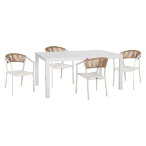 ΣΕΤ ΤΡΑΠΕΖΑΡΙΑΣ ΕΞ.ΧΩΡΟΥ 5ΤΜΧ FB921162 ΛΕΥΚΟ ΑΛΟΥΜΙΝΙΟ-P.E.RATTAN-TEXTILENE