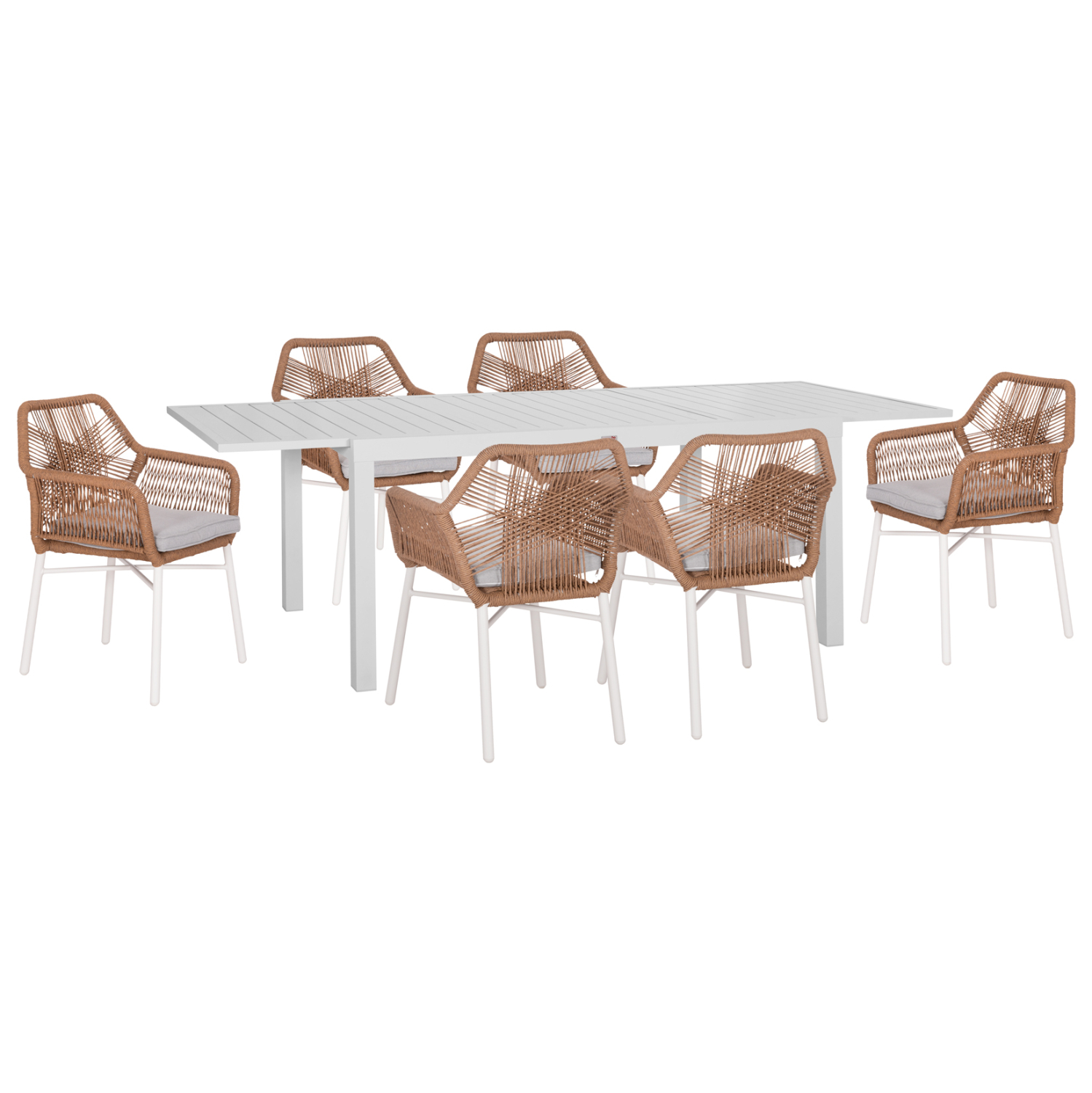 ΣΕΤ ΤΡΑΠΕΖΑΡΙΑΣ ΕΞ.ΧΩΡΟΥ 7ΤΜΧ FB921132 ΛΕΥΚΟ ΑΛΟΥΜΙΝΙΟ--P.E.TWISTED RATTAN