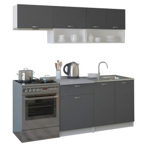 ΣΥΝΘΕΣΗ ΚΟΥΖΙΝΑΣ ΜΕΛΑΜΙΝΗ ΓΚΡΙ ΜΕ ΠΑΓΚΟ ΛΕΥΚΟ FB92442.10 200x46-29