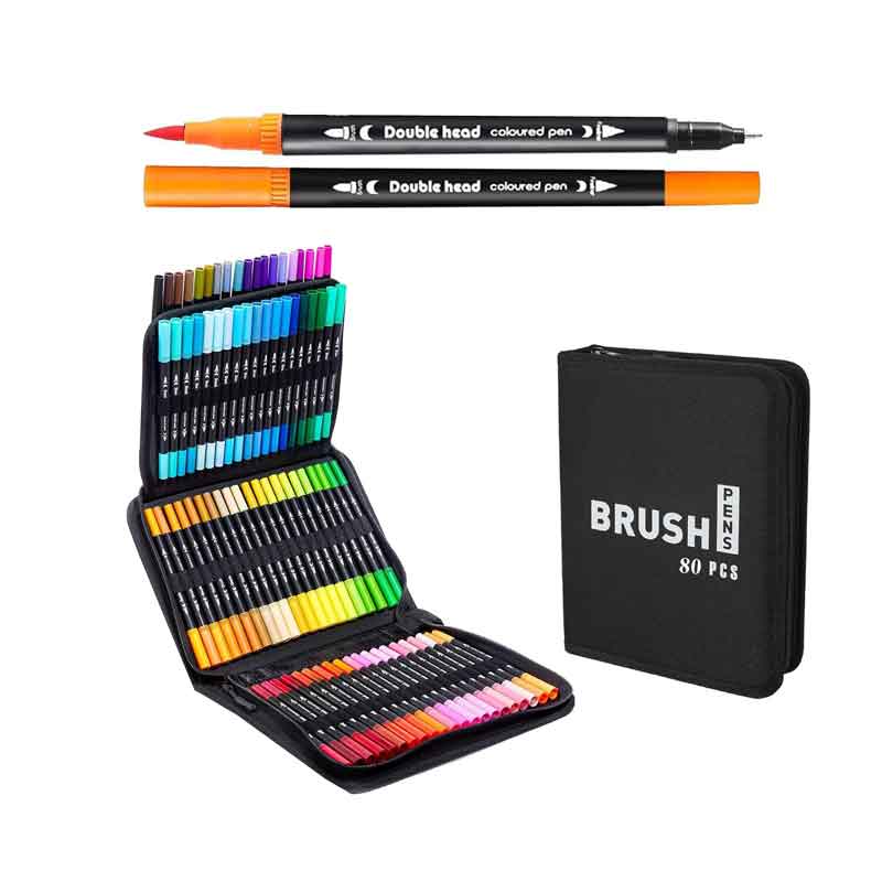 Επαγγελματικό σετ μαρκαδόρων brush 80 τεμαχίων με διπλή μύτη