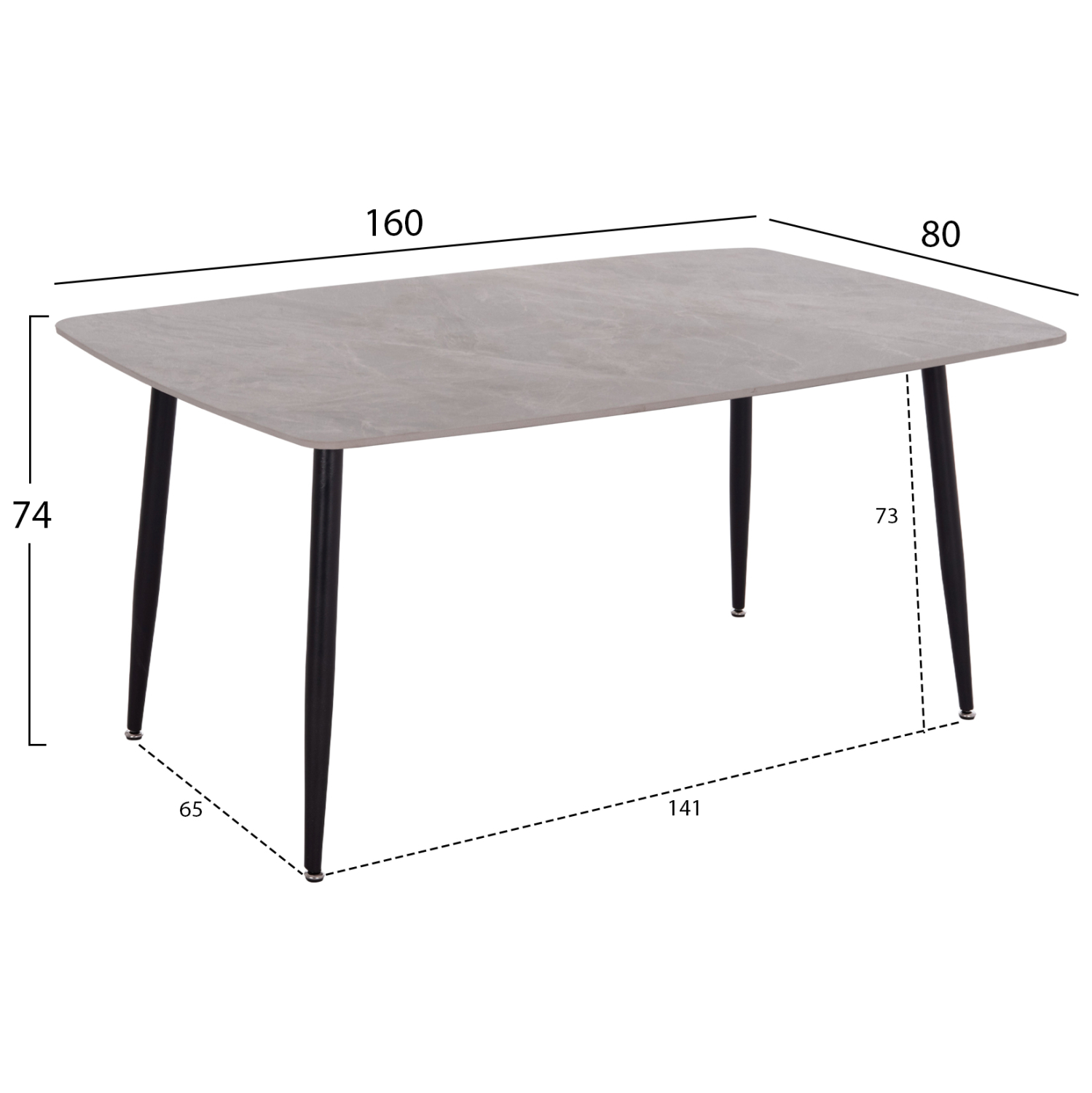 ΤΡΑΠΕΖΙ FB918150.13 ΚΕΡΑΜΙΚΟ TOP ΜΕ ΟΨΗ ΓΚΡΙ ΜΑΡΜΑΡΟ 160x80x74Υεκ. - Image 2