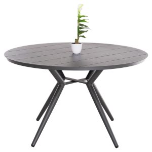 ΤΡΑΠΕΖΙ ΑΛΟΥΜΙΝΙΟΥ ΣΤΡΟΓΓΥΛΟ FB96290.01 ΓΚΡΙ Φ126x74Υεκ.