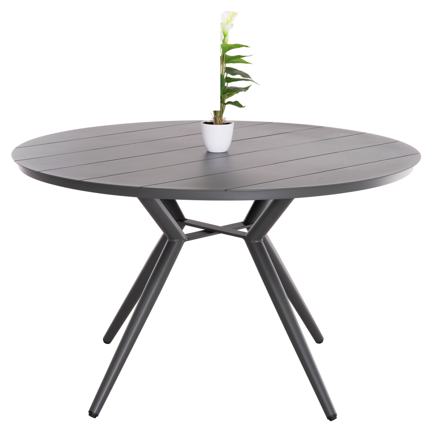 ΤΡΑΠΕΖΙ ΑΛΟΥΜΙΝΙΟΥ ΣΤΡΟΓΓΥΛΟ FB96290.01 ΓΚΡΙ Φ126x74Υεκ.