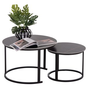 ΤΡΑΠΕΖΙ ΣΑΛΟΝΙΟΥ 2ΤΜΧ FB918140.02 ΚΕΡΑΜΙΚΟ TOP ΜΕ ΟΨΗ ΜΑΥΡΟΥ ΜΑΡΜΑΡΟΥ Φ70+Φ50