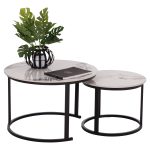 ΤΡΑΠΕΖΙ ΣΑΛΟΝΙΟΥ 2ΤΜΧ FB918140.03 ΛΕΥΚΟ ΜΕ ΚΑΦΕ ΝΕΡΑ ΚΕΡΑΜΙΚΟ TOP Φ70+Φ50