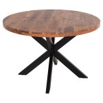 ΤΡΑΠΕΖΙ ΣΤΡΟΓΓΥΛΟ FB99903 4εκ.ΠΑΧΟΣ ΜΑΣΙΦ ΞΥΛΟ ΑΚΑΚΙΑΣ Φ120Χ77Υεκ