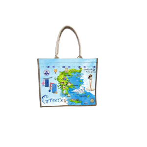 Τουριστική τσάντα λινή με φερμουάρ - Greece - 40*34*19cm - 871919