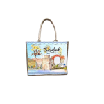 Τουριστική τσάντα λινή με φερμουάρ - Thessaloniki - 40*34*19cm - 871907