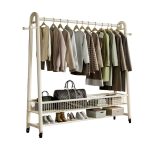 Τροχήλατη κρεμάστρα δαπέδου με ράφια - 12007A - 282258 - White