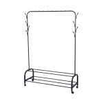 Τροχήλατη κρεμάστρα δαπέδου με ράφια παπουτσιών - YP-608 - 522619 - Black