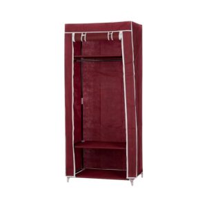 Υφασμάτινη ντουλάπα ρούχων με ράφια - 8875 - 521711 - Dark Red