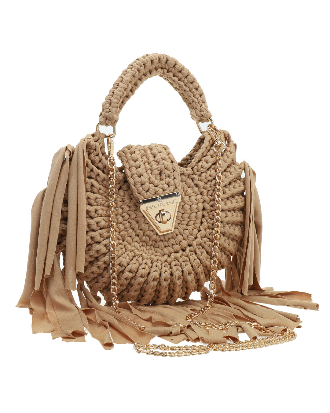 Τσάντα χιαστί ψάθινη με κρόσσια KD-1012 - Μπέζ BAG TO BAG - Image 3