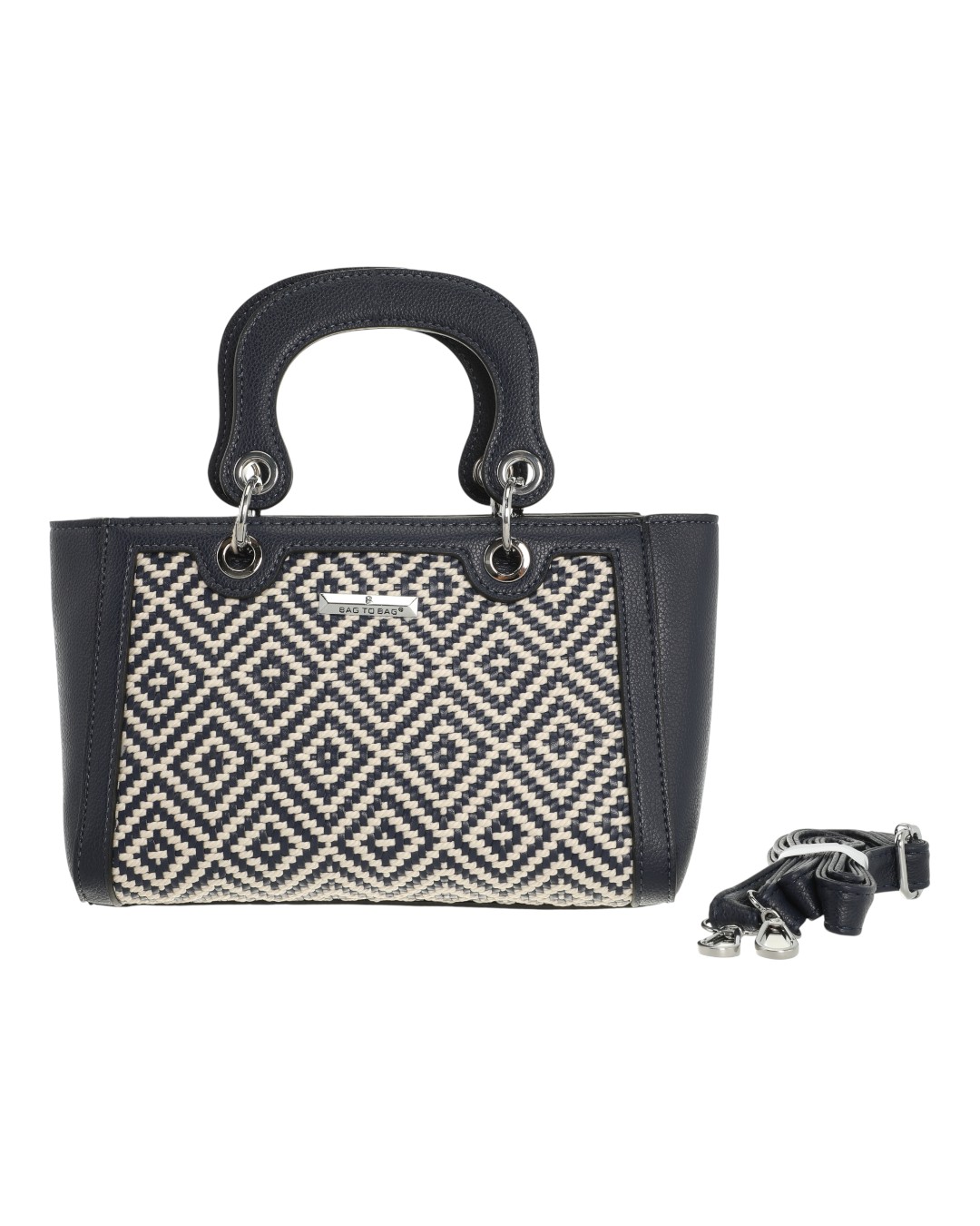 BAG TO BAG Τσαντάκι χειρός BY-88177 - Ασπρο/Μαύρο ΓΥΝΑΙΚΕΙΕΣ ΤΣΑΝΤΕΣ > SPRING – SUMMER 2026 > Τσάντες Χιαστί - Γυναικείες Τσάντες > Τσάντες Χειρός - Γυναικείες Τσάντες