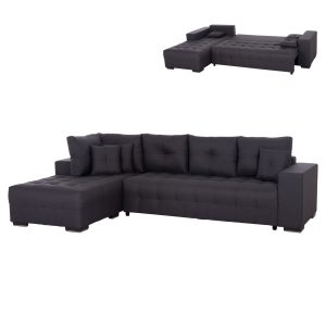 ΓΩΝΙΑΚΟΣ ΚΑΝΑΠΕΣ-ΚΡΕΒΑΤΙ ΜΕ ΑΠΟΘ.ΧΩΡΟ FB93302.01L ΓΚΡΙ ΥΦΑΣΜΑ 298x177x95Υεκ