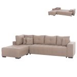 ΓΩΝΙΑΚΟΣ ΚΑΝΑΠΕΣ-ΚΡΕΒΑΤΙ ΜΕ ΑΠΟΘ.ΧΩΡΟ FB93302.03L ΜΠΕΖ ΥΦΑΣΜΑ 298x177x95Υεκ