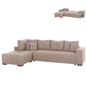 ΓΩΝΙΑΚΟΣ ΚΑΝΑΠΕΣ-ΚΡΕΒΑΤΙ ΜΕ ΑΠΟΘ.ΧΩΡΟ FB93302.03L ΜΠΕΖ ΥΦΑΣΜΑ 298x177x95Υεκ