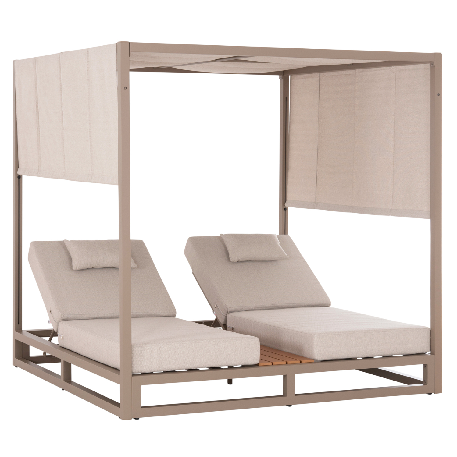 ΔΙΠΛΗ ΞΑΠΛΩΣΤΡΑ ΑΛΟΥΜΙΝΙΟΥ ΠΑΡΑΛΙΑΣ ΜΕ ΣΚΙΑΣΤΡΟ FB96097.04 ΚΑΠΟΥΤΣΙΝΟ 2x2x2μ