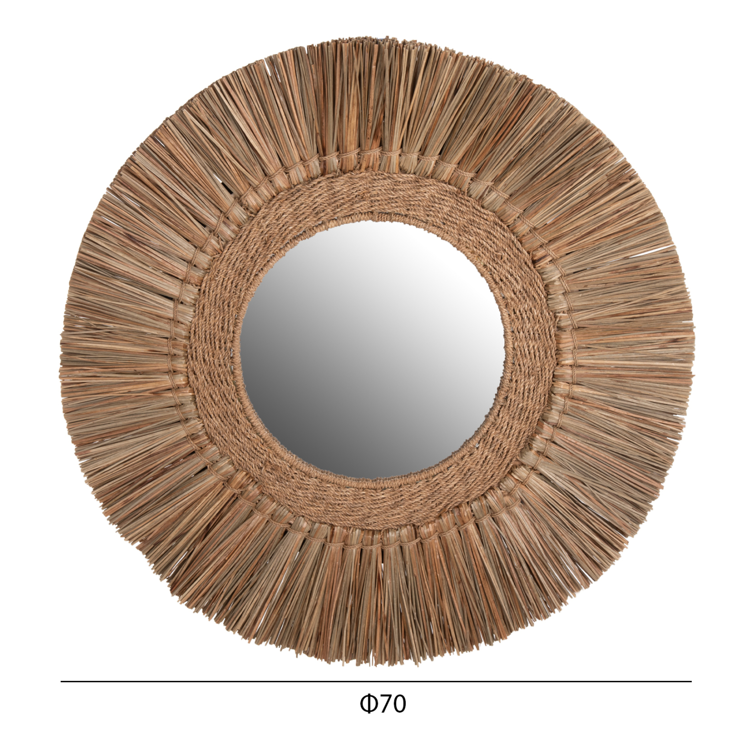 ΚΑΘΡΕΠΤΗΣ ΤΟΙΧΟΥ FB97831 ΜΕ ΠΛΑΙΣΙΟ MENDONG GRASS Φ70εκ ΣΕ ΧΡΩΜΑ ΦΥΣΙΚΟ - Image 2