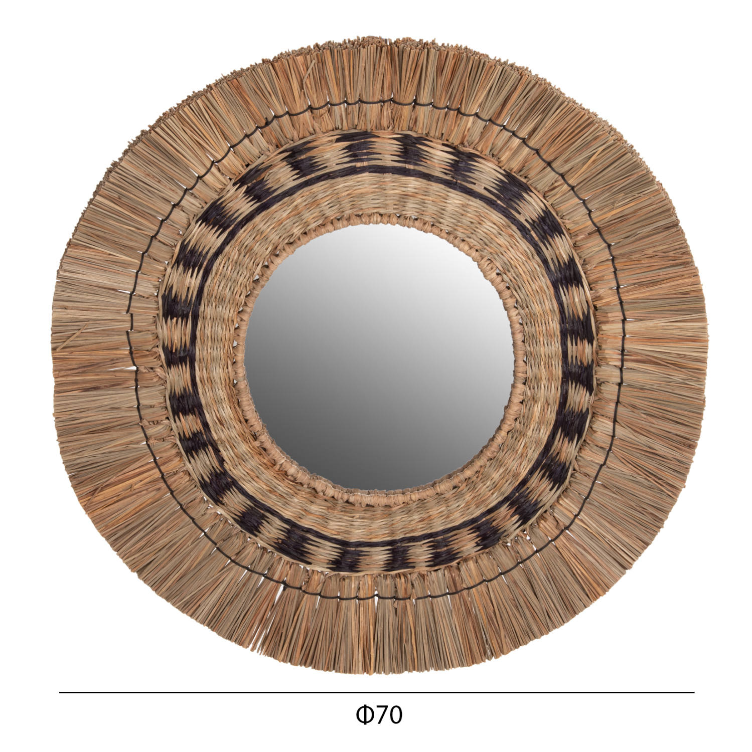 ΚΑΘΡΕΠΤΗΣ ΤΟΙΧΟΥ FB97834 ΜΕ ΠΛΕΚΤΟ ΠΛΑΙΣΙΟ MENDONG GRASS Φ70εκ ΣΕ ΜΑΥΡΟ & ΦΥΣΙΚΟ - Image 2