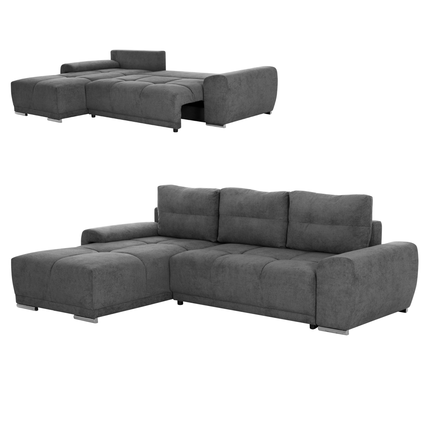 ΚΑΝΑΠΕΣ ΚΡΕΒΑΤΙ ΑΡΙΣΤΕΡΗ ΓΩΝΙΑ FB93336.01L ΓΚΡΙ ΥΦΑΣΜΑ 270x181x75Υεκ